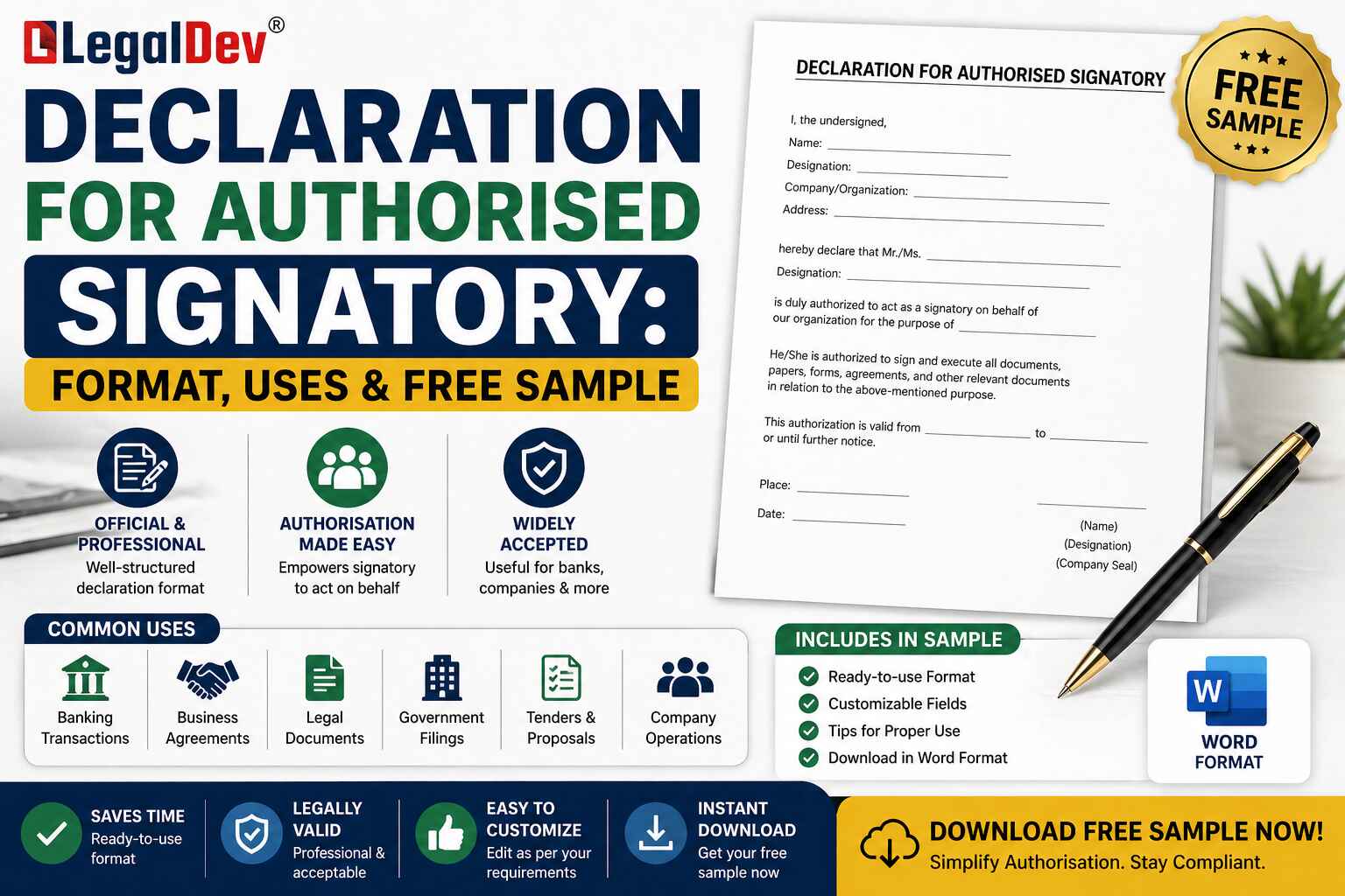 declaration for authorised signatory format